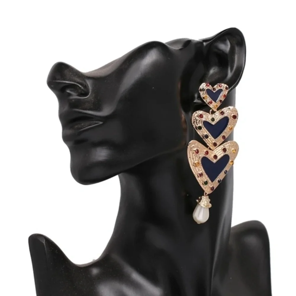 Heart drop earrings